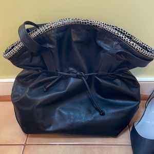 Ladies handbag, large, leather